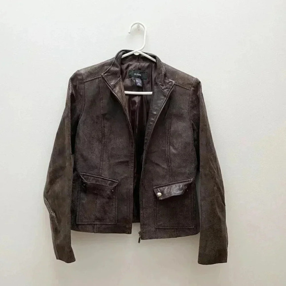 Vintage - Y2K Bohemian Retro Patterned Brown Leather Jacket - Picture 6 of 11